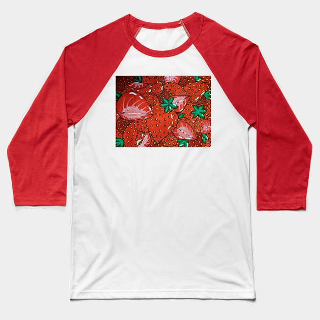 Strawberries Baseball T-Shirt by SolKym Studios 